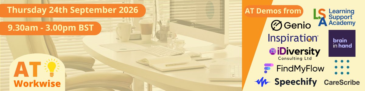 TechEdology's tweet photo. 🤩 We're excited to launch this year's AT Workwise - our free, online conference dedicated to exploring how AT can create more inclusive and accessible workplaces for everyone. 
Happening 24th September - join us for demos and insight sessions online here👇https://t.co/heC3H0ZiHv https://t.co/iRqN3UprS6