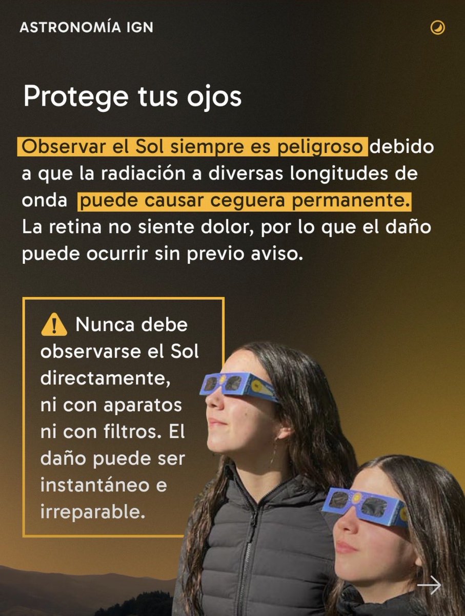 ProteSanse's tweet photo. 🌘 Consejo de Prote Sanse: para disfrutar del eclipse de forma segura, usa solo gafas homologadas para observación solar. ❌ Nada de gafas de sol, radiografías o métodos caseros. Estaremos en el Campo de Fútbol de la calle Teide. ¡Te esperamos! #Eclipse https://t.co/UrxEEJMgTL