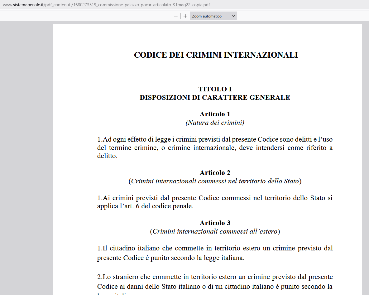 SMaurizi's tweet photo. nel marzo 2022, il codice dei crimini internazionali in attuazione dello Statuto di Roma che ha istituito la #CortePenaleInternazionale per punire i crimini di guerra, contro l'umanità, genocidio, era pronto,dopo 20 anni di ritardo. 
Il governo Meloni lo affossò nel marzo 2023. https://t.co/yJpppZ8FZb