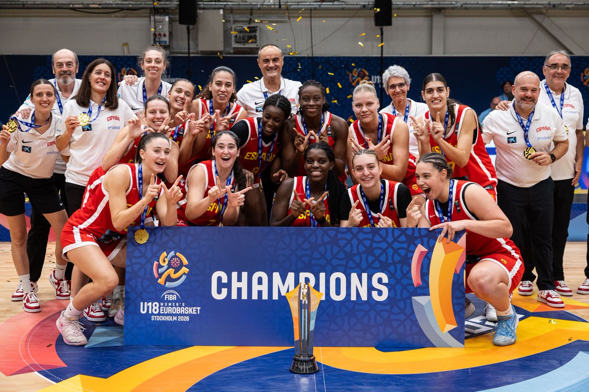 basketlover's tweet photo. Sร Sร Sร OROOOO ๐ฅ
La #U18F se proclama campeona de Europa despuรฉs de ganar 46-82 a Francia en la final del Eurobasket
Otro oro para el baloncesto espaรฑol ๐
@BaloncestoESP