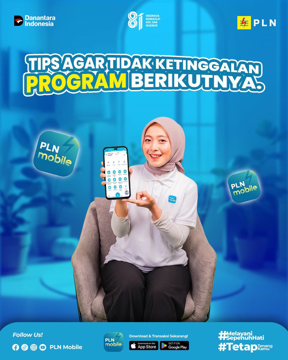 pln_uid_s2jb's tweet photo. Pantau updatenya dan jadi yang pertama nyobain program baru dari PLN Mobile.
Yang udah lakuin ketiganya angkat tangan☝️
#PLNMobile #MelayaniSepenuhHati #TetapTenangTetapKamu
#SemuaMakinMudah https://t.co/AIgRRpweZ3