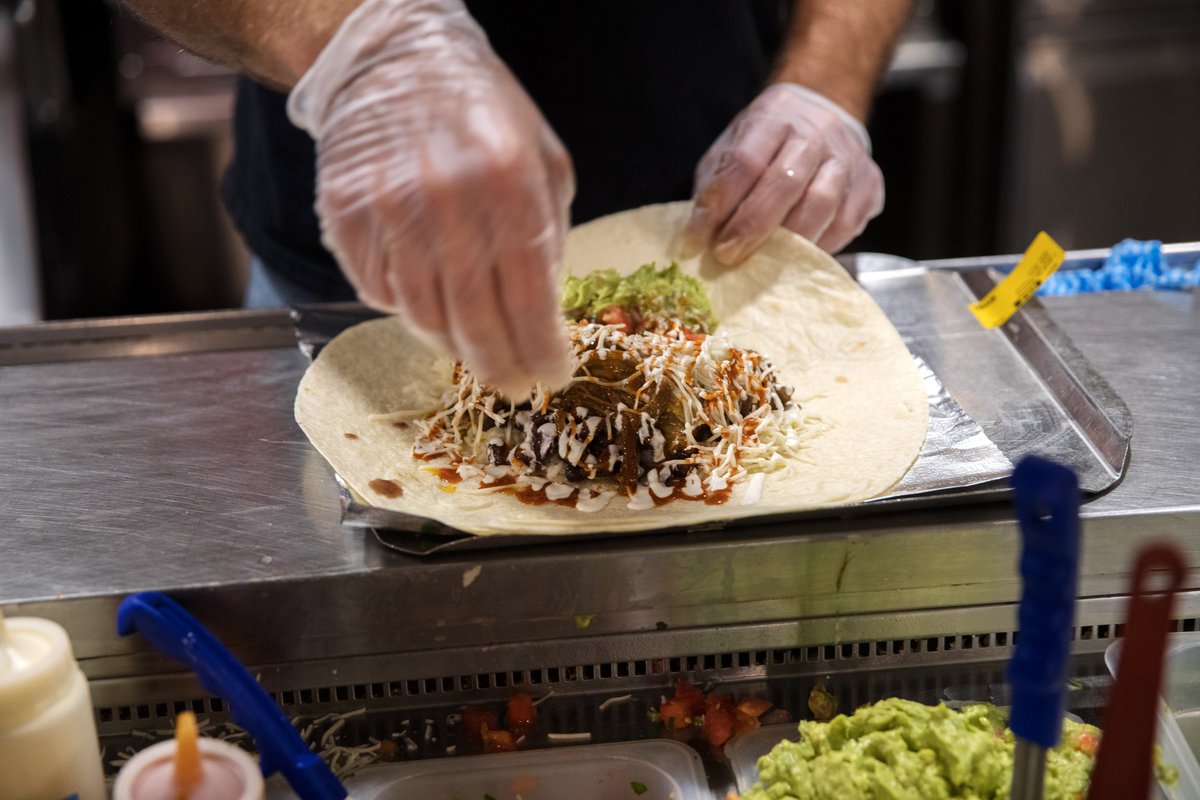ReadBPdaily's tweet photo. A $20 burrito complaint went viral and Republicans spent last week fighting each other about it instead of addressing why prices are still rising. The economy shed 23,000 jobs in July, and estimates for May and June were revised down by 103,000 more, while Trump called the affordability crisis a "hoax."