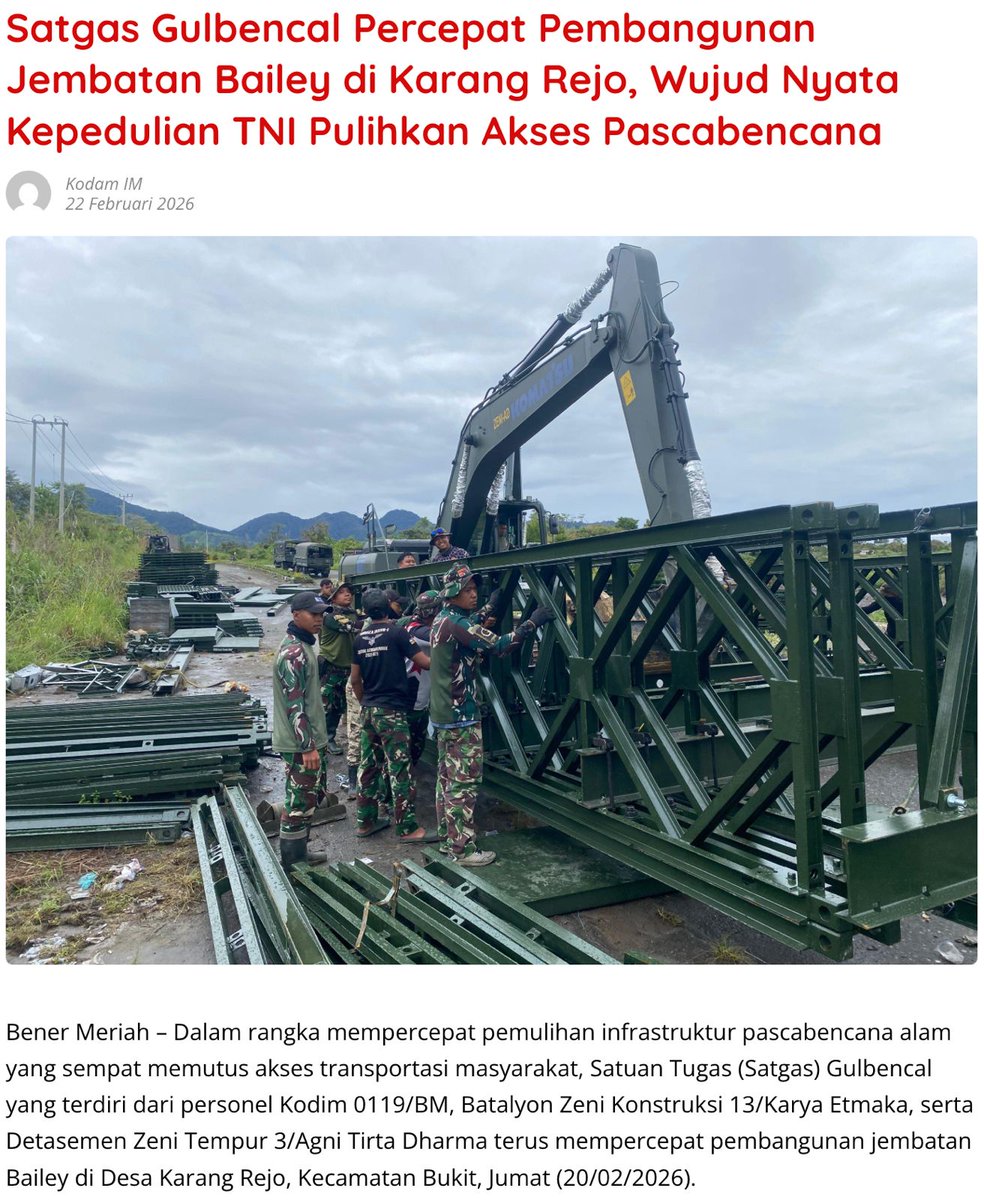 SukatiEndah's tweet photo. Partisipasi TNI pada proses pembangunan meningkatkan stabilitas nasional dari akar kemakmuran masyarakat.
Pengabdian Tanpa Batas https://t.co/iFvacHVZh6