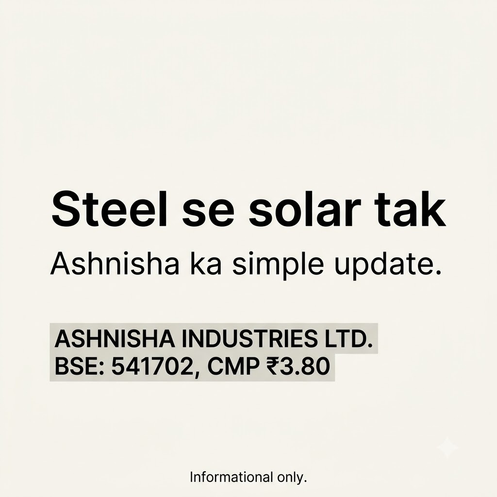 RobinRaja11_'s tweet photo. The 3MW solar project reflects Ashnisha Industries’ focus on future-ready businesses. Operational progress remains a key area to watch. CMP ₹3.80. #SolarStockonRadar https://t.co/a9bdaXKjXc