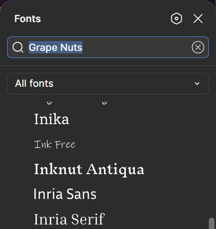 alvinswami's tweet photo. Hey @figma, can you give us a new filter next to 'All fonts' where we can sort fonts as: serif, sans-serif, script, display, and monospace, etc? https://t.co/5mBgBBwkAT