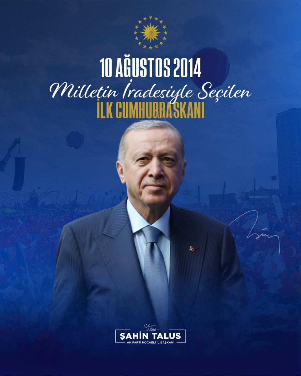 SahinTalus's tweet photo. 10 Ağustos 2014, millet iradesinin tarihimize vurduğu güçlü bir mühürdür.

Aziz milletimiz, Cumhurbaşkanını ilk kez doğrudan kendi oylarıyla seçerek Sayın Cumhurbaşkanımız Recep Tayyip Erdoğan’a güçlü bir teveccüh göstermiş, demokrasimiz adına tarihi bir dönüm noktasına imza atmıştır.

O gün sandıkta tecelli eden irade; bugün Türkiye Yüzyılı hedeflerimize uzanan büyük ve güçlü Türkiye yürüyüşümüzün en önemli kilometre taşlarından biri olmuştur.