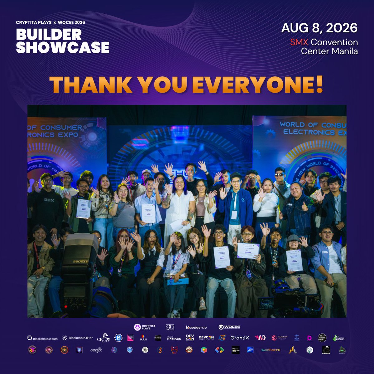 cryptitaplays's tweet photo. 💜 That’s a wrap! Thank you to everyone who joined the Cryptita Plays Builder Showcase at WOCEE 2026!

Help us shape what comes next. Tell us what you’d like to learn through future seminars, workshops, and campus programs.
Keep learning. Keep building. Keep playing. 💜 https://t.co/ZJlPDbPzuk