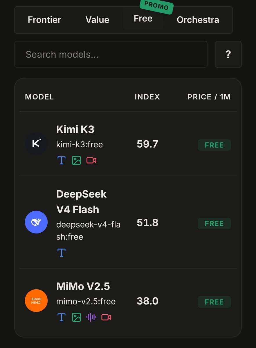 cuongunder's tweet photo. Unlock top-tier AI models 100% FREE! 🚀
​Stop paying for costly AI subscriptions. TokenHarbor brings the most powerful LLMs into one seamless platform:
​⚡ Ultra-Fast &amp; FREE: Kimi K3 &amp; DeepSeek V4 Flash

​🎁 Claim your free https://t.co/9RTyVqxYJZ https://t.co/X9xWAb6Uzr