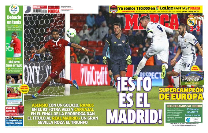sociorealmadrid's tweet photo. #HistoriaQueTuHiciste #9Agosto2016 #Supercopa #UEFA #Supercup #SupercopaDeEuropa #RealMadrid #Sevilla #RealMadridSevilla #Final #UefaSupercupFinal https://t.co/aQOqpLETlx