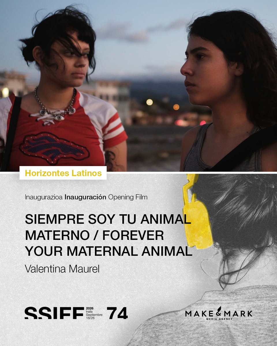 sansebastianfes's tweet photo. #74SSIFF #HorizontesLatinos 💛 La cineasta costarricense Valentina Maurel inaugurará la sección con SIEMPRE SOY TU ANIMAL MATERNO, película ganadora del premio a la mejor interpretación femenina en Un Certain Regard de Cannes. Cuenta el regreso de Europa a Costa Rica de una joven que, al llegar a casa, se encuentra a su familia totalmente dividida.

[ENG] 💛 The Costa Rican filmmaker #ValentinaMaurel will open the section with SIEMPRE SOY TU ANIMAL MATERNO / FOREVER YOUR MATERNAL ANIMAL, the film that won the award for Best Actress in the Un Certain Regard section at Cannes. The film follows the return from Europe to Costa Rica of a young girl who arrives home to find her family completely divided.

[EUS] 💛 Valentina Maurel costarricarrak saila inauguratuko du #SiempreSoyTuAnimalMaterno filmarekin. Emakume gazte baten istorioa kontatzen digu: Europatik Costa Ricara itzuli eta etxera iristean, ikusiko du familia zeharo bananduta dagoela. Canneseko Un Certain Regard saileko emakumezko aktore onenaren saria beretu zuten hiru protagonistek.