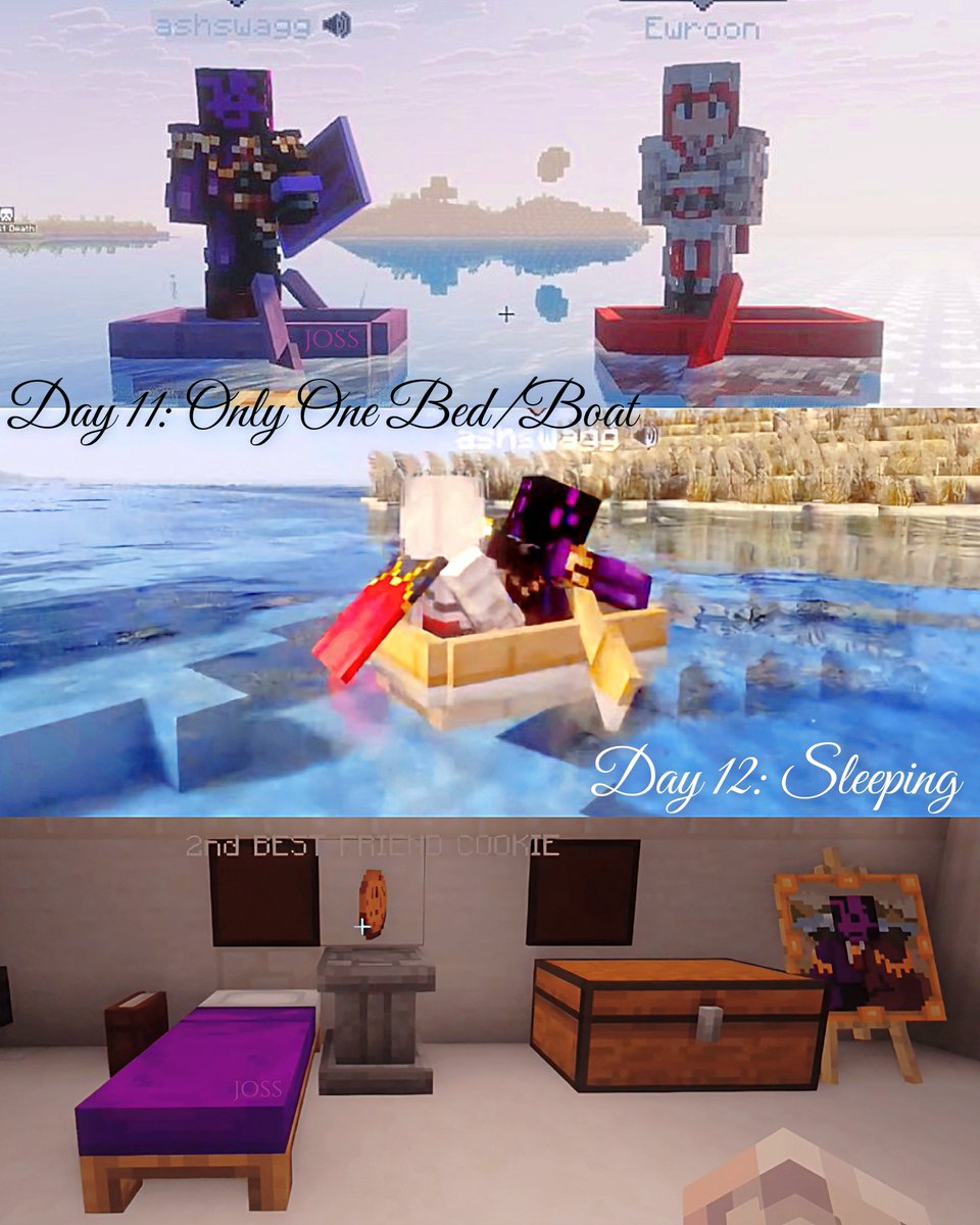dragonheartdisk's tweet photo. Day 11&amp;12: 💜 Only One bed/Boat &amp; Sleeping ❤️
I made a little OS for both days. Where #Ashwron, after meeting at their "usual" with their boats, go to the Regime to sleep &amp; share one bed. 💤✨️
#assassinduomonth #qsmp2
You can read here:
https://t.co/doFomU3OwI https://t.co/5kmSdhawXw
