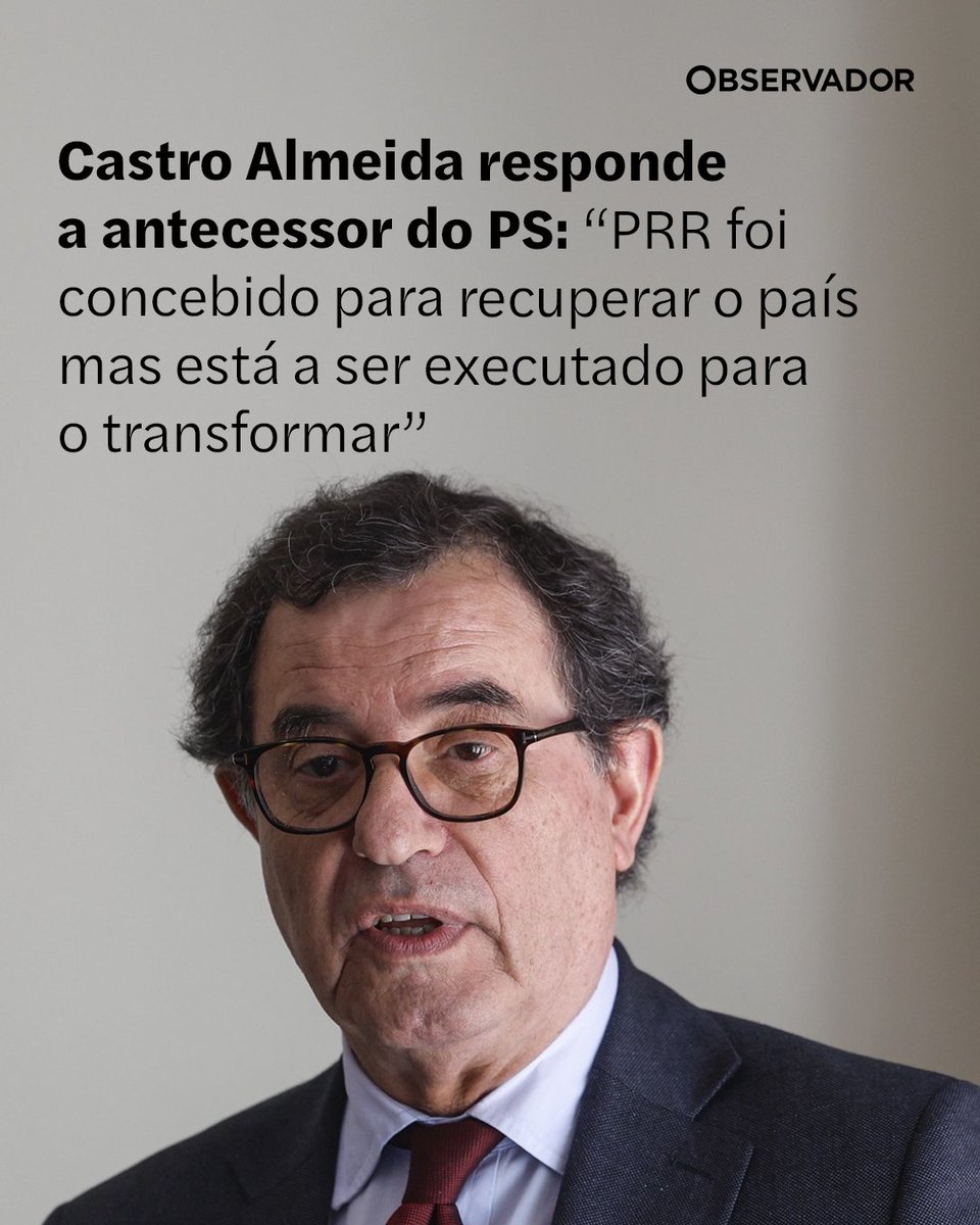 observadorpt's tweet photo. Ministro da Economia e Coesão Territorial respondeu a António Costa Silva, que acusou a AD de "desvirtuar" características essenciais do PRR inicialmente programado.
Acompanhe o liveblog no link nos comentários.
(📸 Lusa)
#CastroAlmeida #Governo #PartidoSocialista #PRR #política