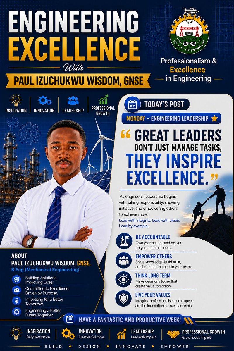 mgwizzz's tweet photo. MONDAY INSIGHT ⚙️

A new week is another opportunity to improve.

Learn something.
Solve a problem.
Build a skill.
Take one step forward.

Consistency creates excellence.

#EngineeringExcellence #Engineering #ProfessionalGrowth #MondayMotivation https://t.co/AbPhPquFwP