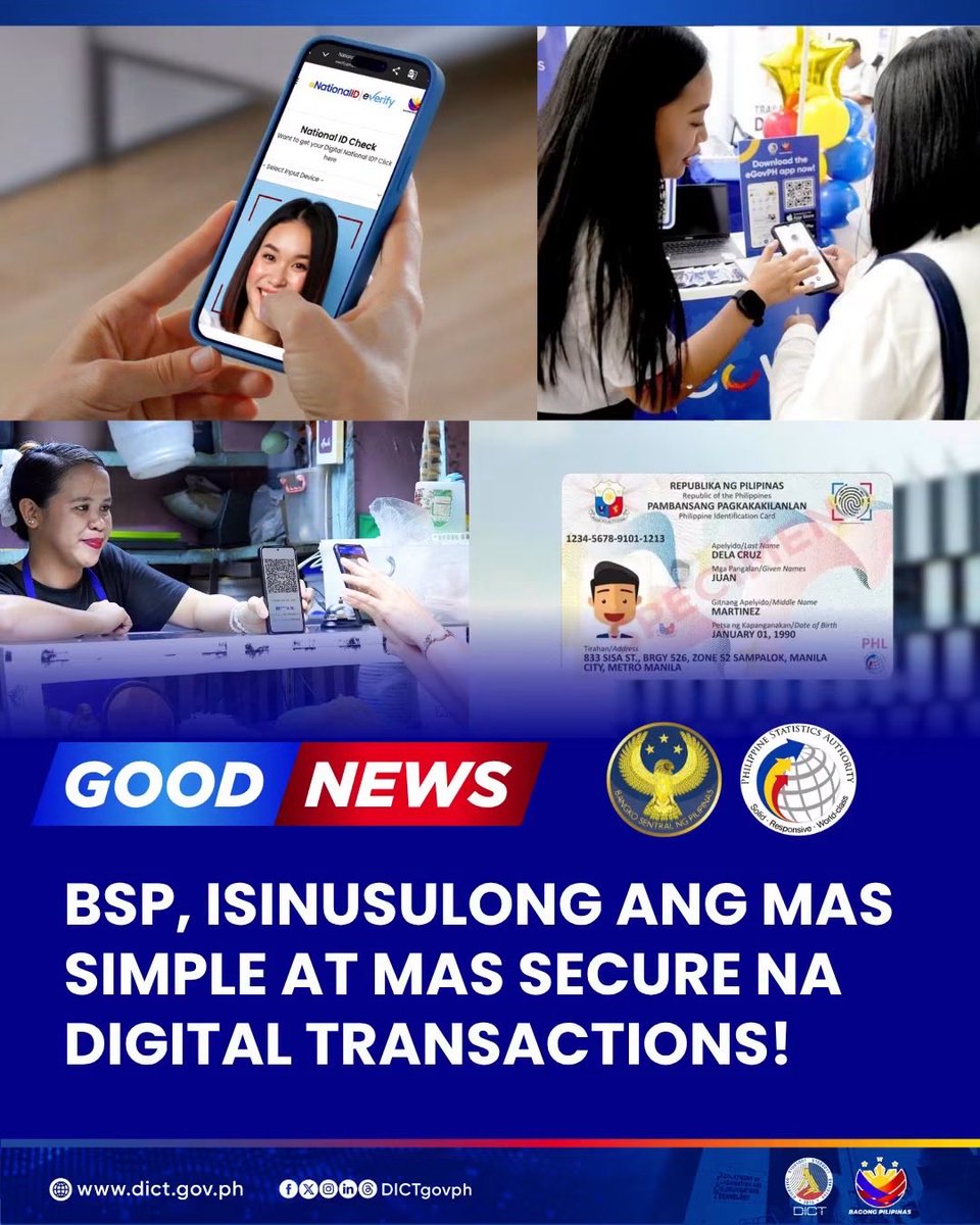 Sec_HenryAguda's tweet photo. ๐๐๐๐ ๐๐๐๐: BSP, Isinusulong ang Mas Simple at Mas Secure na Digital Transactions!
Basahin: https://t.co/g7bu8CAUfy
#DICT #BSP #NationalID #NIDAS #DigitalTransactions #DigitalBayanihan #BagongPilipinas https://t.co/A1FIP2PoTP