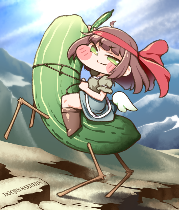 k_mitsuko's tweet photo. お盆（おぼん…8月13日～8月16日）は、日本で夏季に行われる祖先の霊を祀る一連の行事である。
東日本には精霊馬に乗って先祖が帰ってくると言われる伝承があり、キュウリで馬を見立て供える。
#トリッカル のキュウイは、この精霊馬に乗った英霊がモチーフではないか？と民明書房には記されている。 https://t.co/iggEHvcgXx
