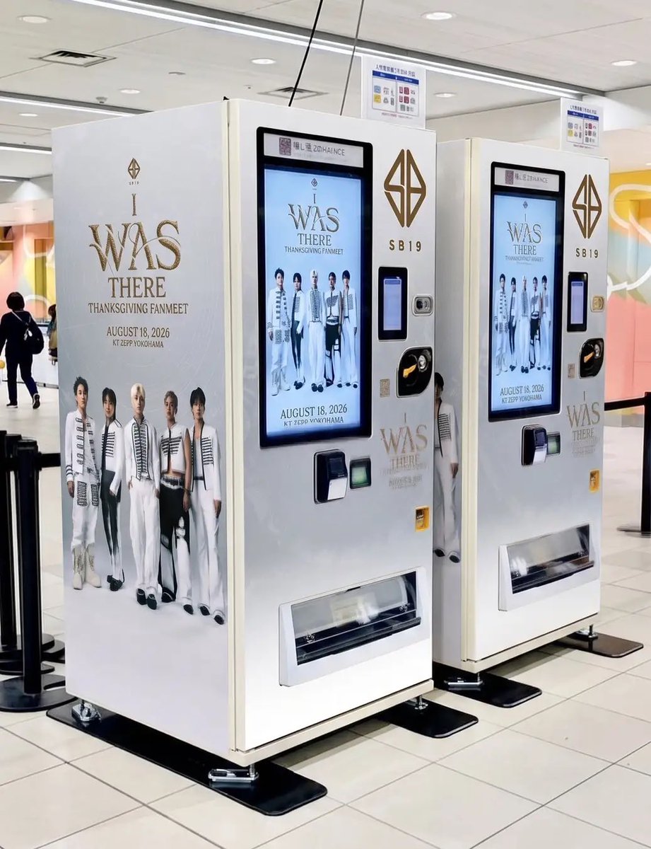 SBretmanStone's tweet photo. LOOK: SB19 is bringing a customized vending machine to Yokohama Station HAMA B2 in Japan for TWO DAYS ONLY, on August 17–18, 2026, commemorating their first special fan meeting at KT Zepp Yokohama.

A’TIN will be able to purchase selected official SB19 merchandise from the special vending machine.

@SB19Official | #SB19