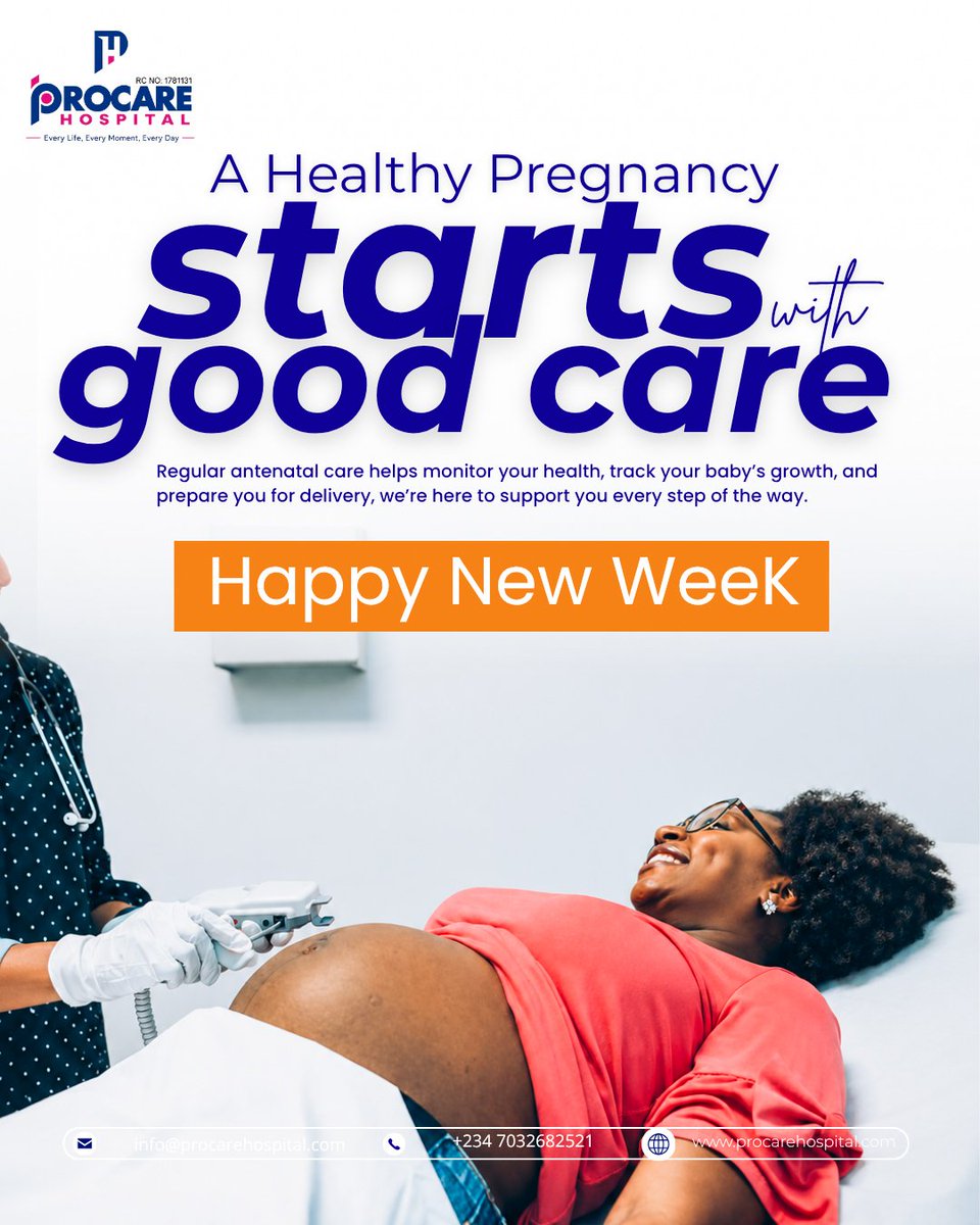 procarehehe's tweet photo. A healthy pregnancy begins with intentional care 🤰🏽💕 
Stay consistent with your antenatal visits and give yourself and your little one the attention you both deserve.
 *Have a beautiful and healthy new week* ✨

#procarehospitalng #fertilitycare #pregnancy #antenatal #ivf https://t.co/oBamBbyZrA