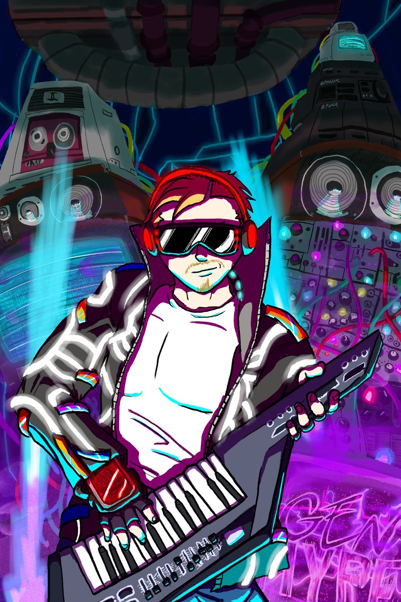 Brojacked's tweet photo. Also recently got to draw this profile pic for Gene Hyper (give 'em somethin for the social media that's ruining the kids ya know)

You can check out Gene Hyper's debut track over on Bandcamp!

https://t.co/Od9nJ4PbH7 https://t.co/S3l70lhUJ5