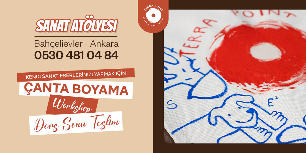 terrapointart's tweet photo. Kendi tarzını çantana yansıt, ders sonunda hemen takıp çık! 🛍️✨
Terra Point Sanat Atölyesi’nde Çanta Boyama Kumaş boyalarıyla kendi özgün bez çantana hayat vermek ve yerini ayırtmak için bize ulaşın. 🎨
📍 Bahçelievler / Ankara 📞 0530 481 04 84
#ÇantaBoyama #Ankara #Atölye https://t.co/mW65cSAnHp