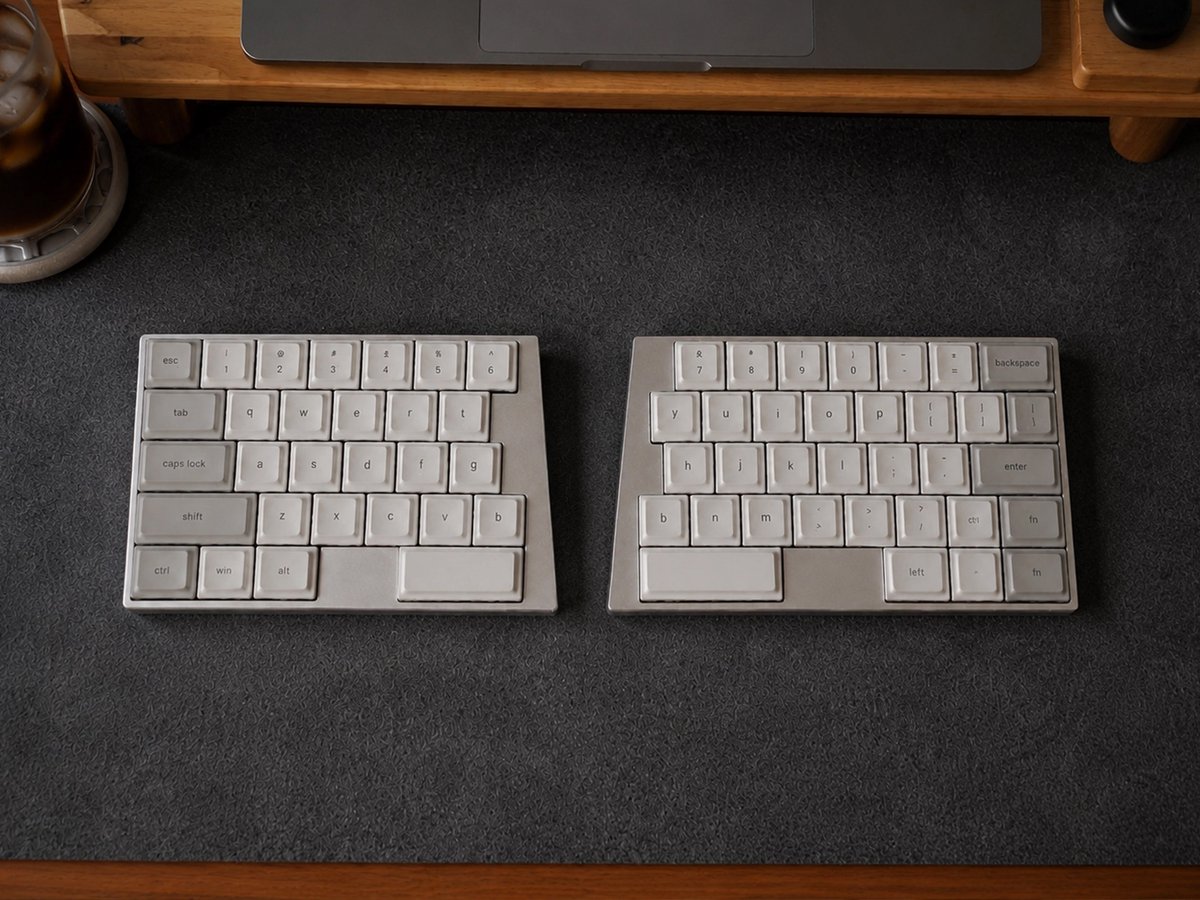 elimkeys_jp's tweet photo. いつものデスクに、少しだけ自由を。
左右を分けて、自分に合ったポジションへ。
シンプルなデザインと分割レイアウトで、
毎日の作業空間をより快適に。
#ElimKeys #Elytra #デスクセットアップ #キーボード #分割キーボード https://t.co/aIycNWX7X2