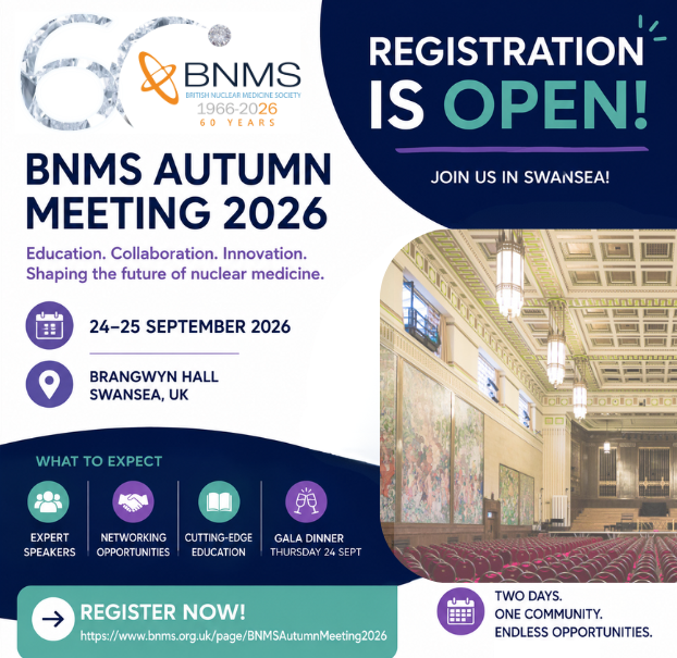BNMSnews's tweet photo. Registration is OPEN!

Join us for the BNMS Autumn Meeting 2026 in Swansea, 24–25 September! 

Expert speakers
 Networking
Two days of learning
 Gala Dinner
Don’t miss it! 👉 
https://t.co/0Ibp5BeIZ7

#BNMS2026 #NuclearMedicine https://t.co/eK0gIIHwcT