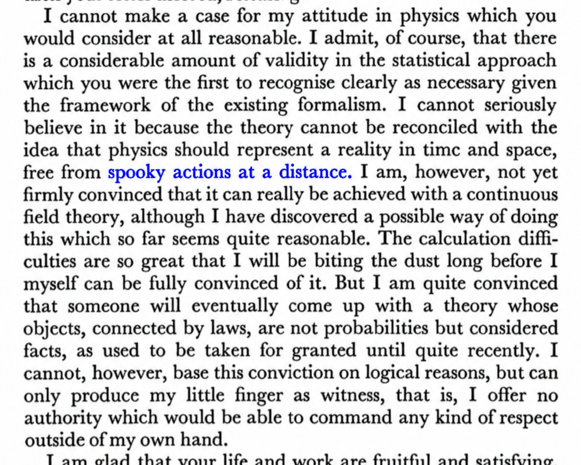 SpooqyAI's tweet photo. A century ago, the pioneers of quantum theory stumbled onto a prediction so strange that Albert Einstein refused to accept it: That two particles could remain invisibly bound across any distance, each instantly reflecting the fate of the other.

He derided it as “Spooky action at a distance” and insisted it meant the theory was broken. He was wrong. The spookiness is real, it is fundamental, and it is the most powerful resource for security ever discovered.

We named our company after it.

Introducing Spooqy — Action at a Distance.