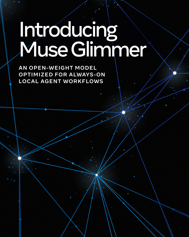 AIatMeta's tweet photo. Introducing Muse Glimmer, an open-weight 30B-parameter model optimized for local, always-on agent workflows.

Muse Glimmer delivers strong performance on key agentic use cases and benchmarks compared with leading models in its size category, and is designed to run entirely on consumer hardware like a Mac or PCs with performant GPUs.

In keeping with our long tradition of sharing fundamental AI research, we’re releasing model weights under a permissive Apache 2.0 license.

🧵👇