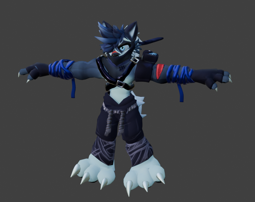 sea_cryptid's tweet photo. Western, a wolf ninja from Feral Mind, one of the game's three playable protagonists. Dark navy ninja outfit, cloth-wrapped arms, a red slash across the muzzle, claws that mean business. 🐺⚔️

#GameDev #IndieGameDev #3DArt #Blender #FeralMind https://t.co/PII33pMoEj