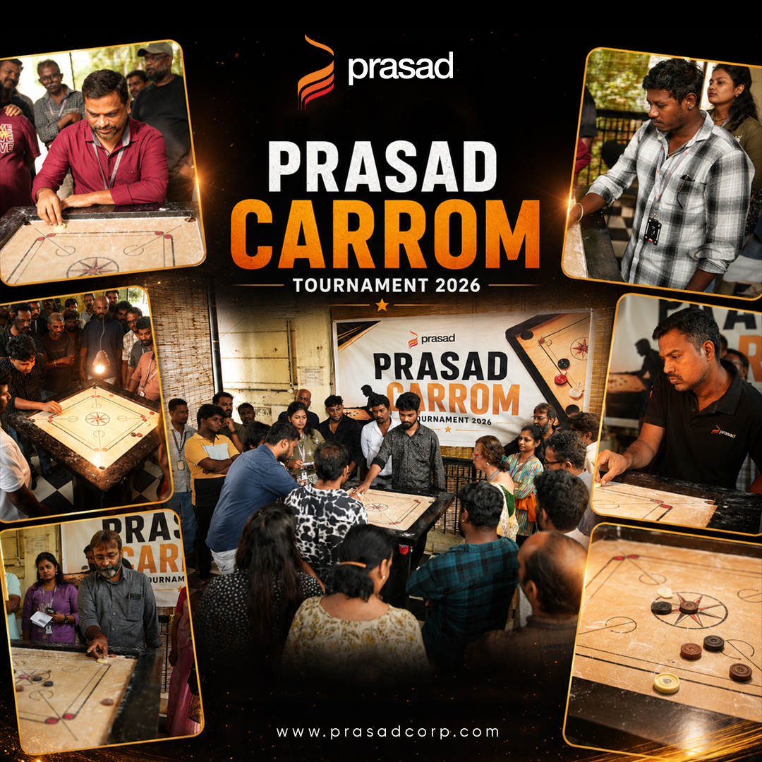 PrasadCorp's tweet photo. 🎉 More Than a #Tournament - A Celebration of #Teamwork

The #PRASADCarromTournament2026 concluded with incredible energy, bringing together #32teams in a thrilling #knockoutcompetition.

 #Congratulations to all the #winners and participants 

#LifeAtPrasad #EmployeeEngagement https://t.co/VQiWCuYbQD