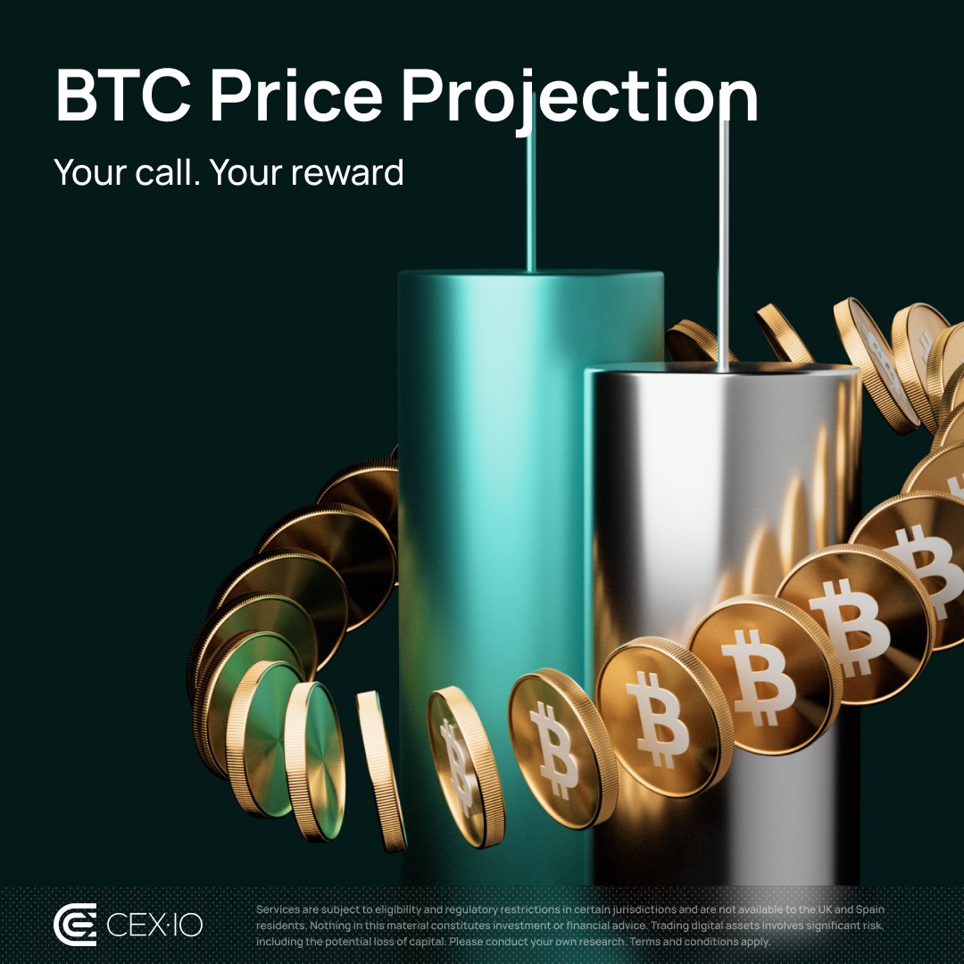 cex_io's tweet photo. 🔮 Last week's winner missed by just $7.4. Can you beat that?

Comment your BTC/USD price projection for Wednesday below. Just drop a number.

🏆 Closest projection wins $50 in $BTC. Trade BTC on CEX·IO by Tuesday 11:59 AM UTC and your reward increases to $300 in BTC if you win.

No account yet? Sign up here: https://t.co/T9VTUXDAtT

⏰ 24 hours to submit. We'll check the BTC/USD price on CEX·IO Spot Trading at 12:00 PM UTC on Wednesday.

No purchase required. You need a CEX·IO account to receive a reward or trade.

📖 Full rules: https://t.co/qac46o5zn9