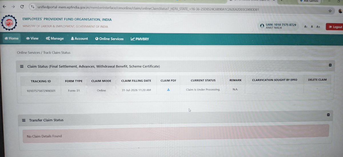 ankitmalik6664's tweet photo. @epforohtak @officialepfo @EpfoKoramangala @EpfoKoramangala @officialepfo

Dear Department,

I had applied for a PF claim for medical treatment while I was admitted to the hospital. I have now been discharged and returned home, but the claim amount has not yet been credited to my bank account

How much more time to take https://t.co/muYQztDGpw