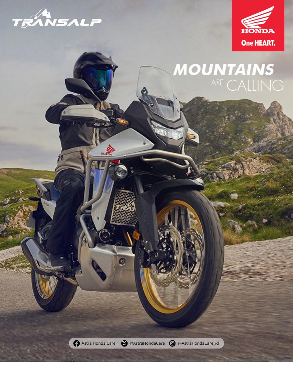 AstraHondaCare's tweet photo. XL750 TRANSALP didesain sebagai motor serba bisa, kenyamanan touring jarak jauh, dari jalanan dalam kota hingga jalan antar kota, dari jalan berbatu hingga pegunungan.
Siap berpetualang bersama XL750 TRANSALP, BroSis?? Buat yang penasaran harga dan spesifikasinya bisa tanya MiGan di kolom komen ya :) 
#AstraHondaCare #Cari_Aman #SalamSatuHATI