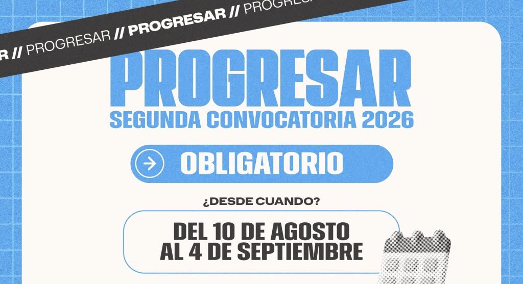 marcossglez's tweet photo. Ya está abierta la segunda convocatoria de las Becas Progresar 2026.

Si sos estudiante, fijate los requisitos y fechas de inscripción. 👇

Ante cualquier duda, acercate a la Dirección de Juventud.
https://t.co/9kF4JLACtq https://t.co/XkxPkHuCrC