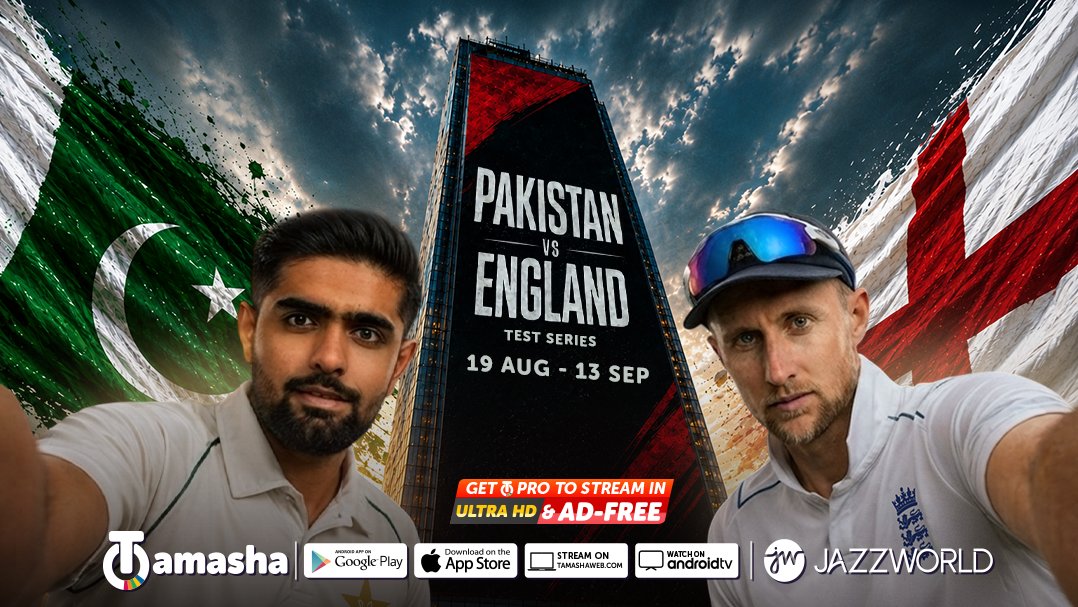 tamasha_digital's tweet photo. The red-ball rivalry returns! Starting August 19, the Pakistan vs England Test Series brings another high-stakes showdown.
Catch it LIVE on Tamasha. Download the app now: https://t.co/VcNGRiitwg 🤳🏻
#AbDekhTamasha #PAKvsENG https://t.co/yhtWQgQfpB