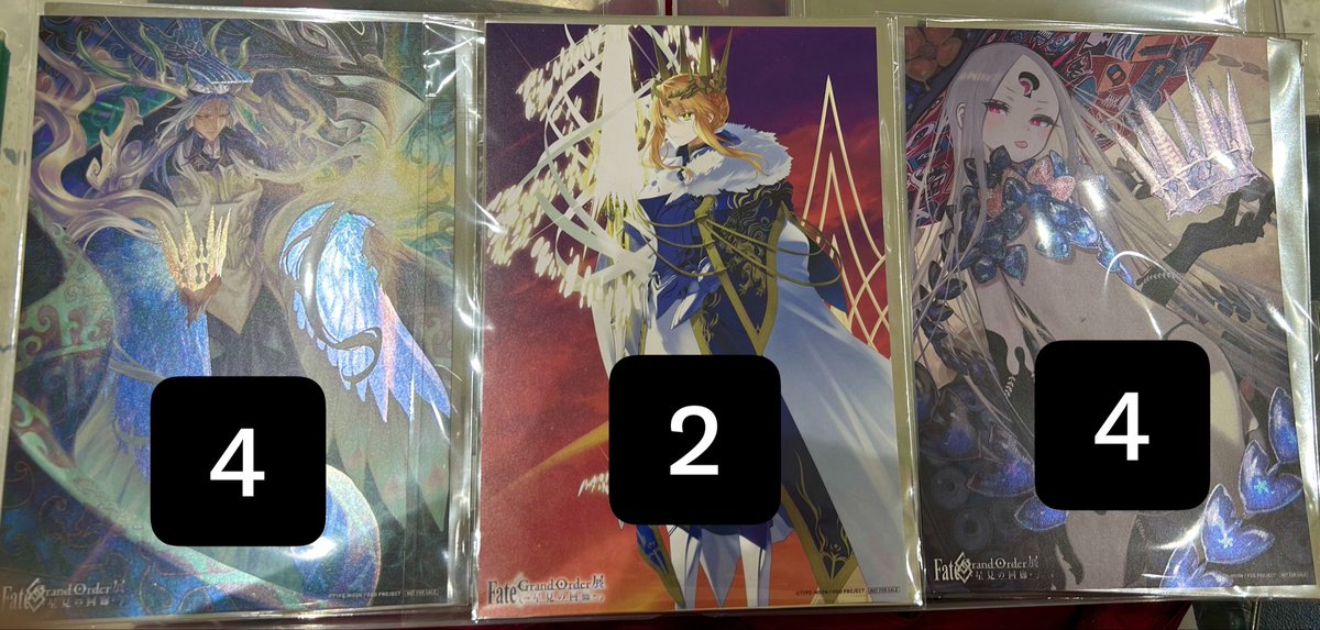 donsoku27's tweet photo. @1 【交換】FGO展　星見の回廊　来場者特典　A5イラストカード

譲：槍アルトリア2、始皇帝4、アビゲイル4

求：オベロン

郵送での交換希望です。お気軽にお声掛けください。 https://t.co/fZdpIGnOGb