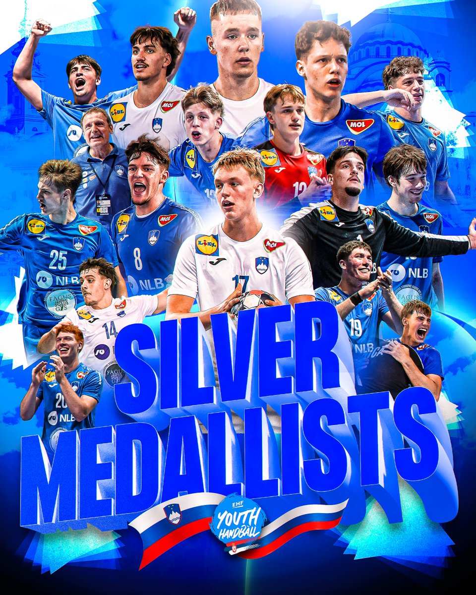 EHFEURO's tweet photo. So close to perfection, but still 𝗮 𝘁𝗼𝘂𝗿𝗻𝗮𝗺𝗲𝗻𝘁 𝘁𝗼 𝗿𝗲𝗺𝗲𝗺𝗯𝗲𝗿. 🇸🇮🥈 Slovenia’s only defeat came in the final, as an incredible M18 #ehfeuro2026 campaign ends with silver medals around their necks. 🥰
#followthefuture #handball https://t.co/D7E5F7rtdn