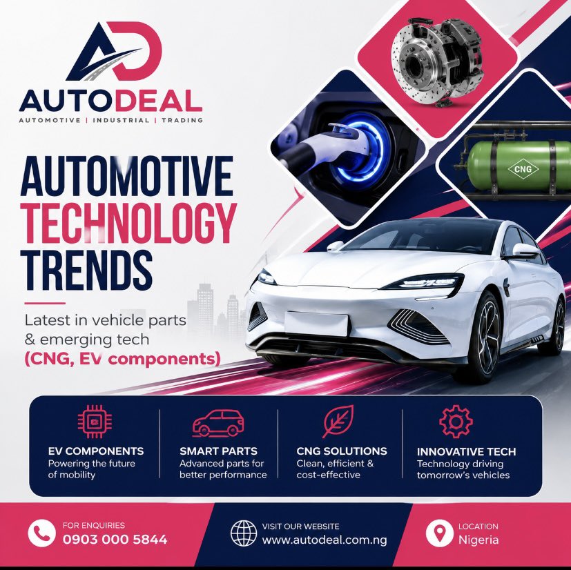 ADspareNG's tweet photo. Driving the future with smarter, cleaner &amp; more innovative automotive technology.

#AutoDeal #AutomotiveTechnology #EVComponents https://t.co/WB4oQC8pZF