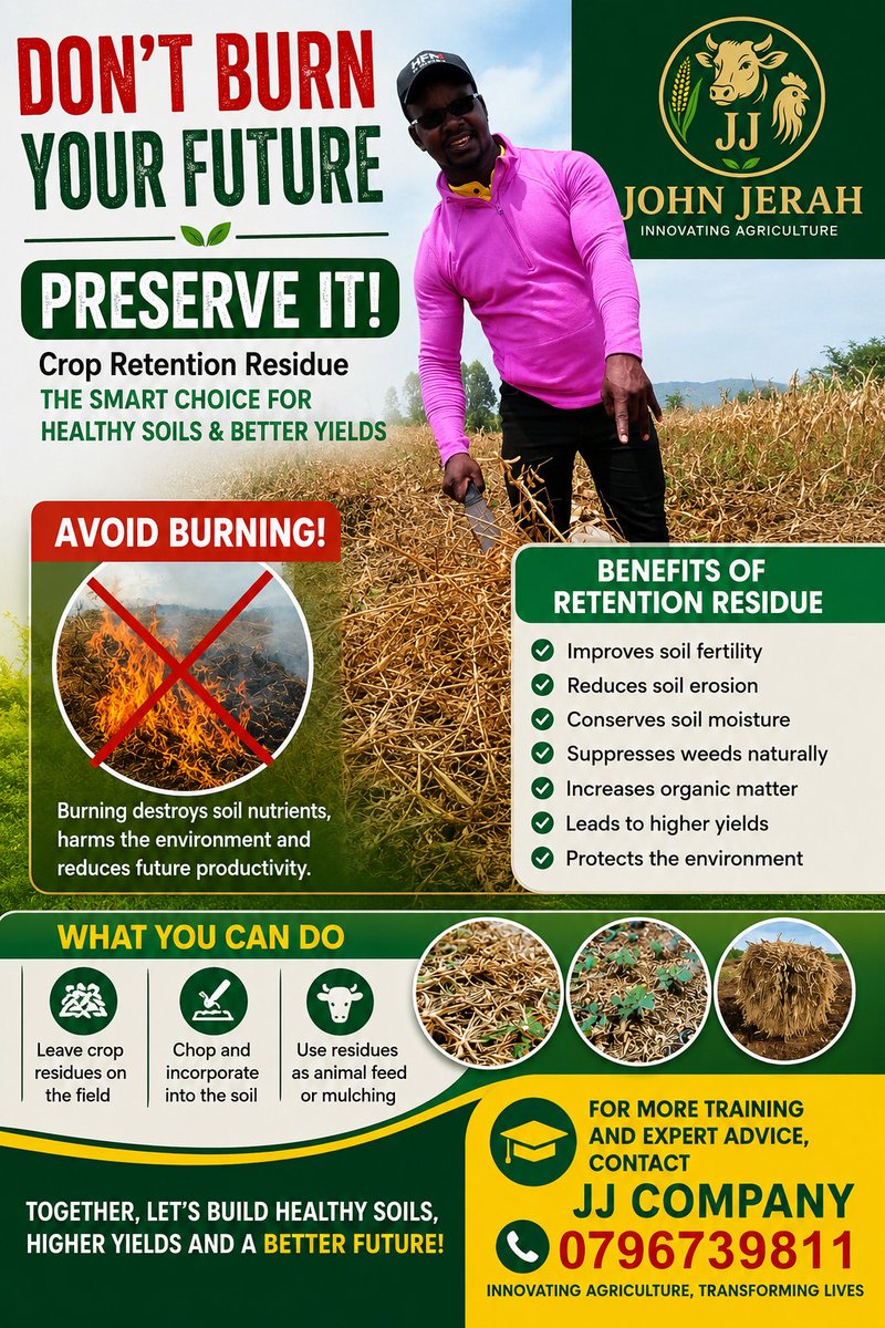 john_jerah's tweet photo. CROP RESIDUE RETENTION improves soil health and simply lets stop burning (fire) in the farms after harvesting.
#cerealgrowersassociation #farmtomarketalliance #jj #agrovet #johnjerah https://t.co/ojUmL7R0rc