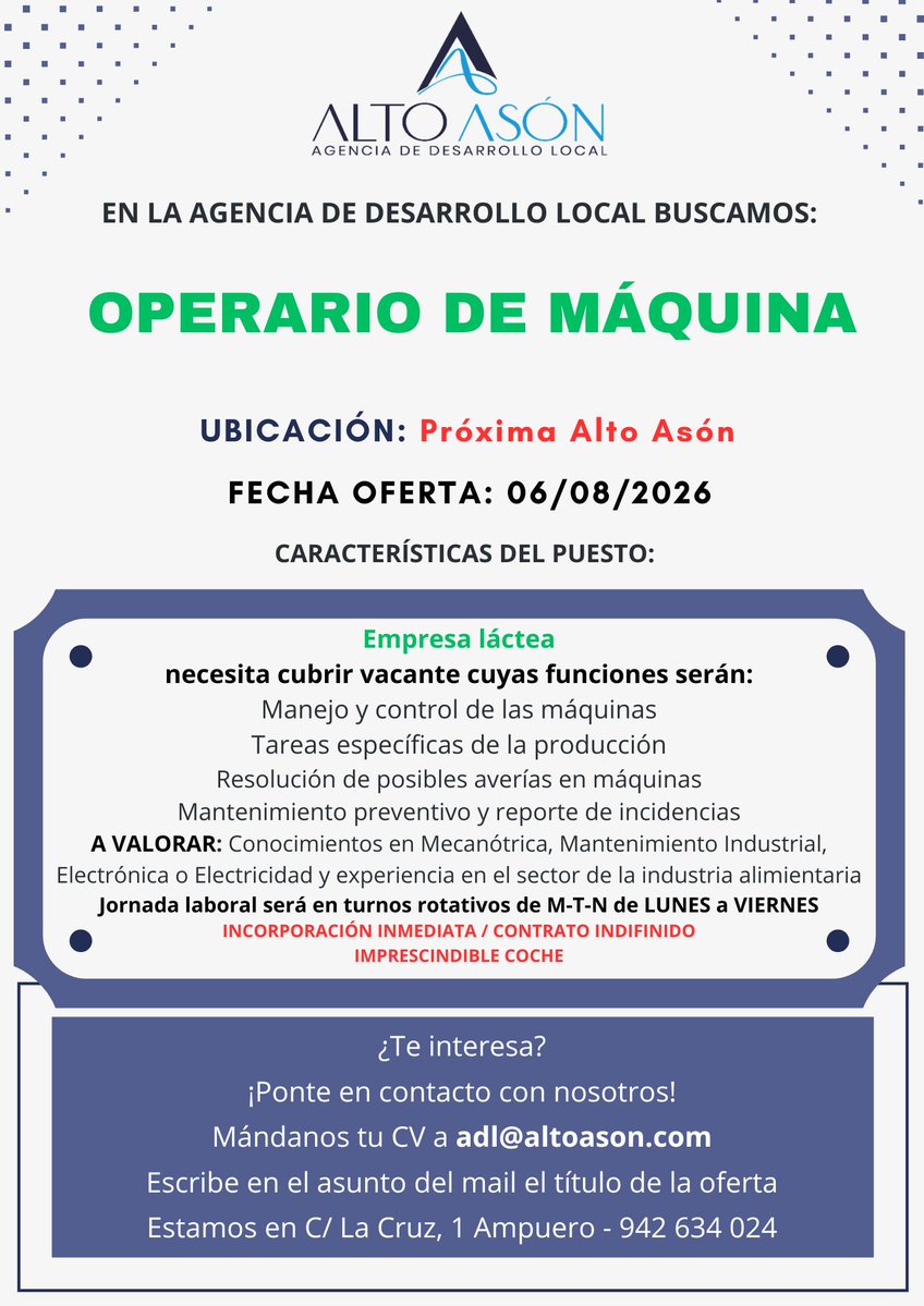 RamalesInforma's tweet photo. 🧾 Ofertas de Empleo de la Agencia de Desarrollo Local Alto Asón.
#OfertaDeTrabajo #OfertaEmpleo #ADL
+Info 👉 ADL Alto Asón https://t.co/XF8DR0Jhd3