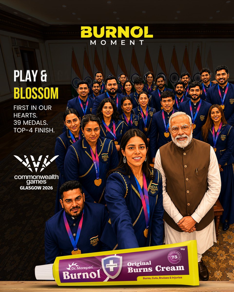 BurnolOG's tweet photo. "Jo khelega, wo khilega!" ✨
Smaller squad, same dominance. 🇮🇳🏆 Defying the odds with 39 medals and a historic Top-4 finish.

#TeamIndia #CWG2026 #Glasgow2026 https://t.co/wJIywUZyqp