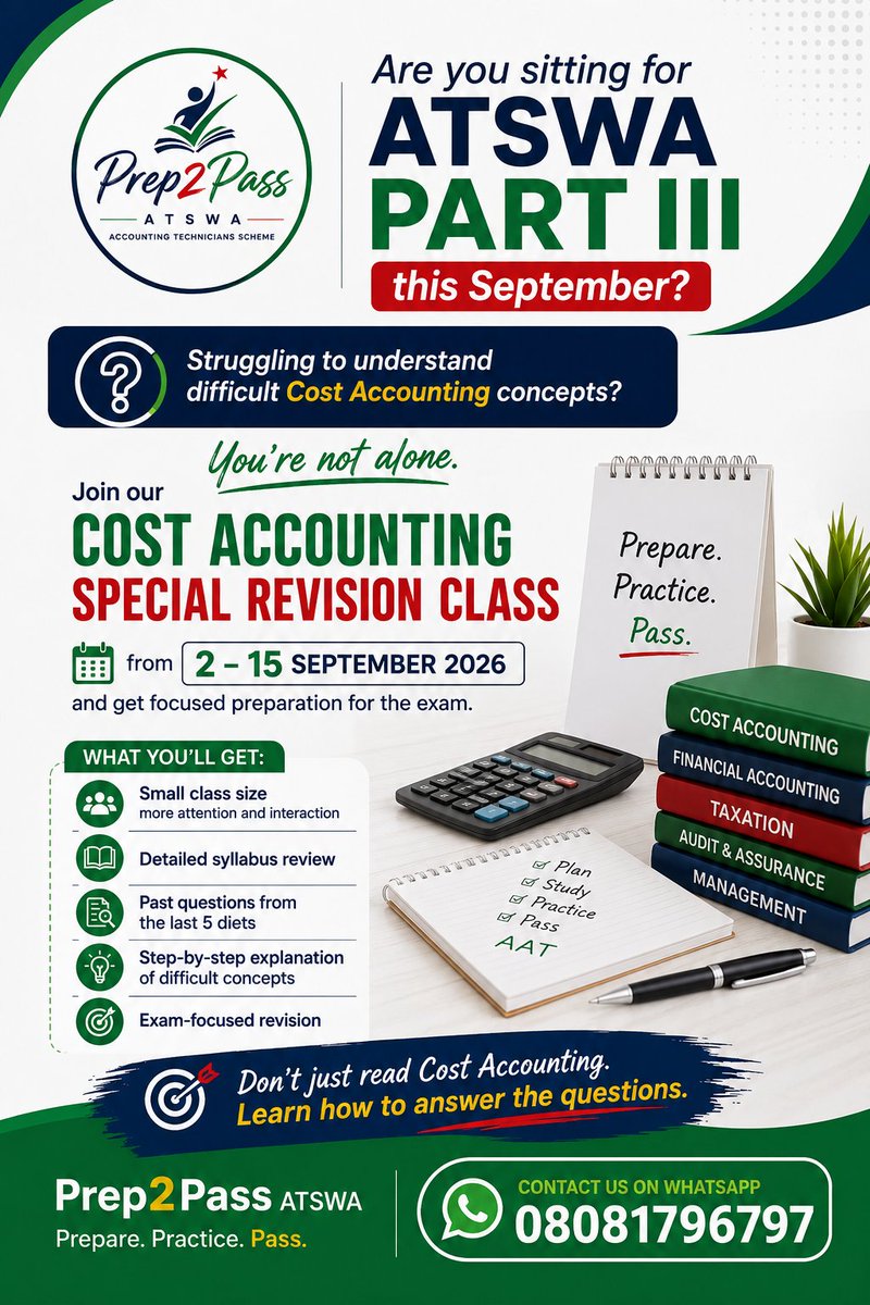 Prep2Passng's tweet photo. "Don't just read Cost Accounting, LEARN how to answer the questions"

Join our COST ACCOUNTING Special Revision Class today! 

Details on flyer.  

Sign up today! https://t.co/QLQ4rA8UNa