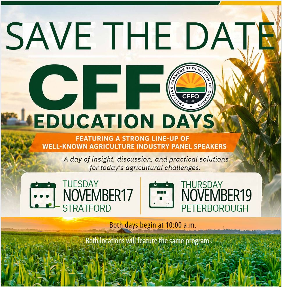 CFFOnt's tweet photo. Be sure to mark your calendars and keep watching for more details about our upcoming EDUCATION DAYS.
This years panelist are well-known in the agriculture industry
Topics include:
Connecting the Farm Gate to the Dinner Plate
Rural Planning
More details to come.
#CFFO https://t.co/LjmI0LU2xy