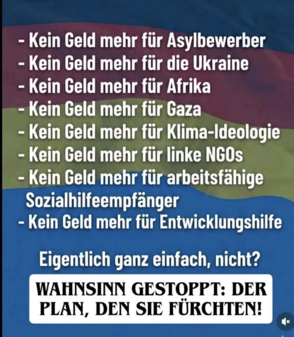 Alexand5095690's tweet photo. @DanielVoll12251 Diese Gelder die dort verschenkt werden ( Es wird kein einziger Euro zurück gezahlt werden) gehören uns Steuerzahlern und nicht den Marionetten im Bundestag. Diese Gelder hier in Deutschland investiert in Schulen Kitas Infrastruktur und Rentnern wäre ein Anfang. https://t.co/d6FdNCY3Gt