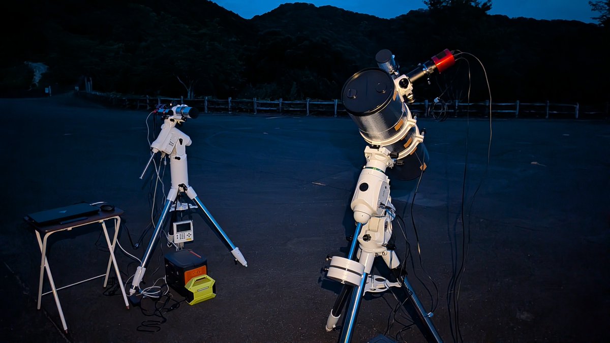 INDY_Telescope's tweet photo. 今晩、晴れる予報なので撮影に来ました🔭📸
まだ南側に雲があるけど、晴れるまで待ちます🌌 https://t.co/1YaUEgYRui