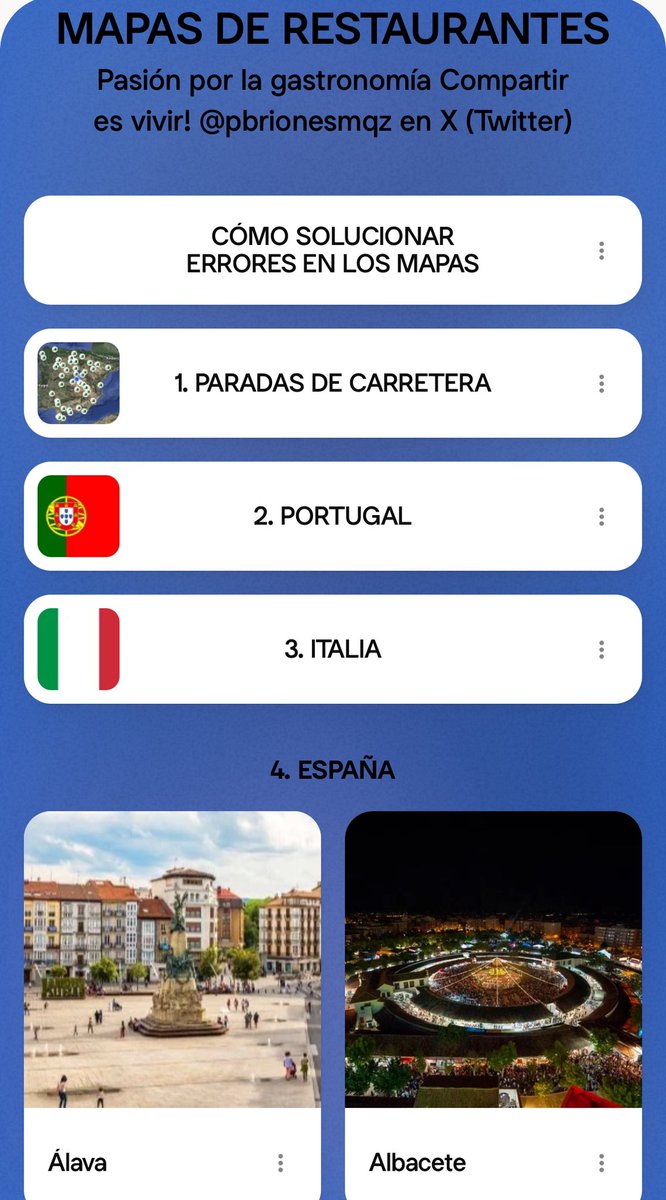 pbrionesmqz's tweet photo. 🚨ACTUALIZACIÓN LISTADO DE RESTAURANTES🚨

En estas vacaciones he conseguido solucionar los errores del linktree, añadido y borrado restaurantes de cada provincia. 

En el enlace encontraréis:

- Restaurantes de España por provincias.
- Paradas de carretera.
- Restaurantes de Portugal e Italia.

https://t.co/CbrNgMUWe8