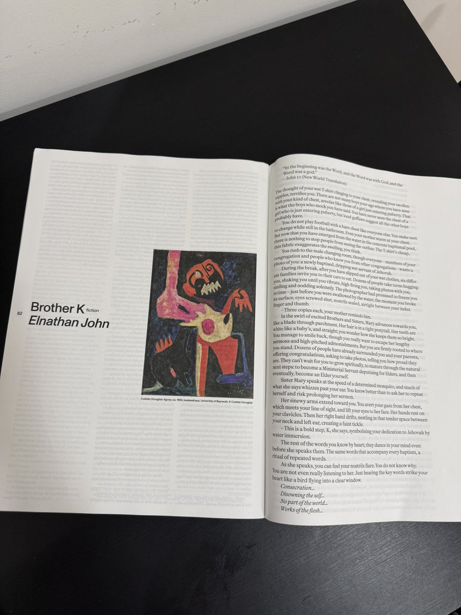 elnathan_john's tweet photo. Lovely to get the print edition of @Equatormag delivered this morning. Was pleasantly surprised at how large the magazine is. Feels like holding a newspaper. My story is on page 82! 🕺🏿 https://t.co/H8Z2p47nMM