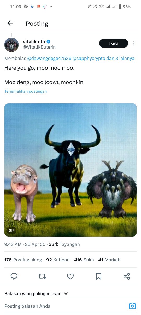 Win2089498's tweet photo. @0xfnf_ @VitalikButerin Believe in somETHing 🖖🦛 https://t.co/rUi77BDJkQ