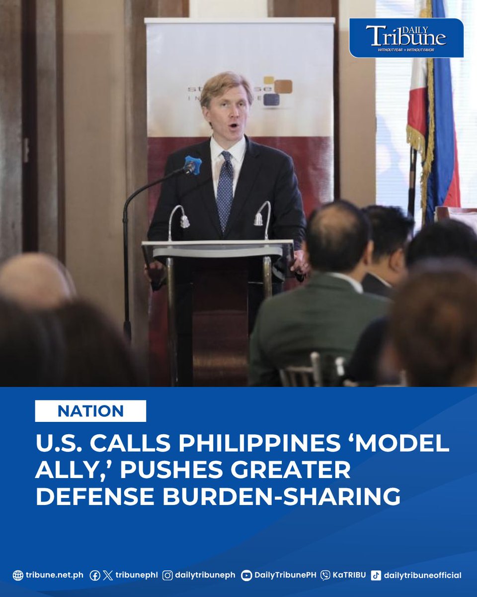 tribunephl's tweet photo. The United States on Monday described the Philippines as a “model #ally” as #Washington reaffirmed its commitment to strengthening its military presence in the Indo-Pacific while calling on allies to take greater responsibility for their own defense.

#dailytribune https://t.co/qJDOFRIP8X