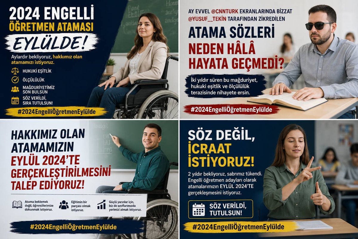 TDE3327's tweet photo. 2024 Engelli Öğretmenlerin umudu Eylül. Devletimize güveniyoruz; atama duyurusuyla umutlarımız gerçeğe dönüşsün. 🤲

@RTErdogan @Yusuf__Tekin @Akparti @tcbestepe @iletisim @tcmeb @oktay_saral @fuatoktay @_aliyalcin_ @EgitimBirSen #pazartesi #2024EngelliÖğretmeneEylülMüjdesi https://t.co/9IlvoA6nHE