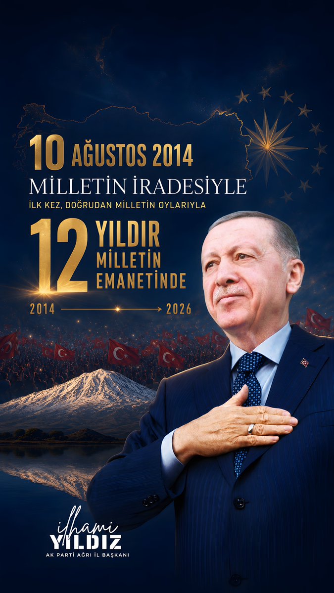 Dtilhamiyildiz's tweet photo. 12 yıl önce bugün, aziz milletimiz tarihî bir iradeye imza atarak kendi Cumhurbaşkanını ilk kez doğrudan seçti.

10 Ağustos 2014’te milletimizin güçlü teveccühüyle Türkiye Cumhuriyeti’nin halk oyuyla seçilen ilk Cumhurbaşkanı olan Sayın Recep Tayyip Erdoğan, yalnızca bir seçimi değil; millî iradenin vesayet karşısındaki büyük zaferini temsil etti.

Milletin adamı, milletin duası ve desteğiyle 12 yıldır milletin emanetini taşıyor; güçlü ve tam bağımsız Türkiye hedefi doğrultusunda kararlılıkla yürümeye devam ediyor.

Nice yıllara Cumhurbaşkanım…
Durmak yok, milletimizle omuz omuza yola devam!